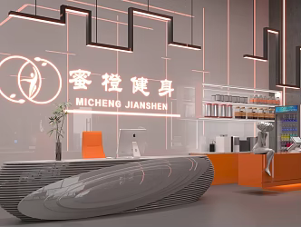 Gym Industrial Style Gym Orange Tone Gym 3d model