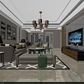 Bright Modern Living And Dining Space With Custom White Storage Cabinets And Polished Marble Floors