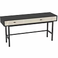 Modern Contemporary Desk With Black Frame White Panel And Vertical Slat Drawers