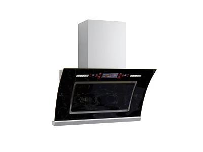 Modern Kitchen Range Hood With Black Panel Digital Display And Control Buttons 3d model