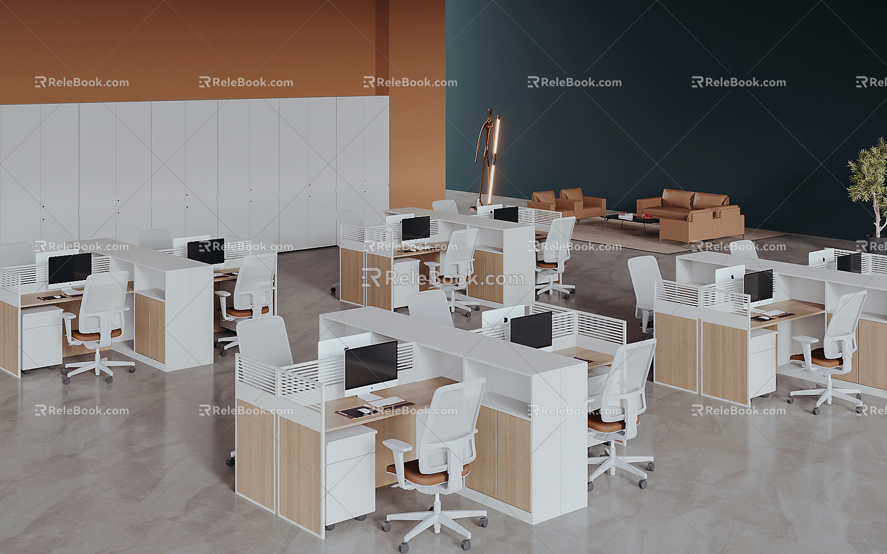 modern office desk and chair 3d model