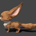 Cute Cartoon Fennec Fox Character With Big Ears Brown Fur And Blue Collar