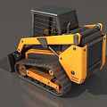 Yellow Tracked Skid Steer Loader With Front Bucket And Safety Cab Design