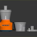 Orange Food Processor With Transparent Cups Lid And Accessories For Home Kitchen