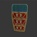 Red And Gold Decorative Storage Chest With Glass Top And Multiple Drawers