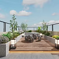 Modern Rooftop Garden Design With Lush Greenery Outdoor Seating And Wooden Terrace