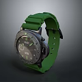 Modern Stylish Sporty Watch with Green Silicone Strap and Black Dial