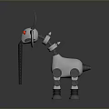 Elephant Shaped Metallic Robot With Red Eyes White Body And Spring Legs