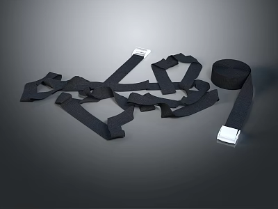 Heavy Duty Black Commercial Equipment Straps with Metal Buckles for Secure Bundling 3d model