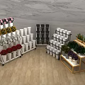 Colorful Garden Decor Display With Tiered Shelves And White Black Planters