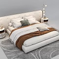 Modern Double Bed Bedroom Interior With White Headboard Bedside Tables And Decorative Pillows