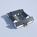 Traditional Chinese Ancient Architecture With Quadrangle Layout Black Tile Roof White Walls And Courtyard