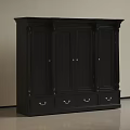 Classic Black Wooden Wardrobe With Four Doors And Three Drawers