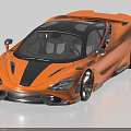 Orange Sports Car With Sleek Design Black Stripe Rear Spoiler And Black Wheels
