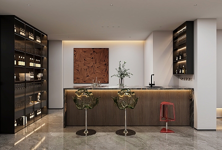 Modern Bar Counter Area Villa Bar Counter 3d model