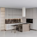 Modern Kitchen Interior With Sleek Cabinets Marble Island And Range Hood