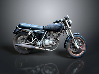 Vintage Black Motorcycle Classic Design With Leather Seat And Metal Details 3d model
