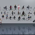 Group of People Riding Bicycles in Creative Wall Art Installation
