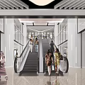 Modern Mall Shop Interior With Curved Ceiling Design Shoppers Walking Bright Open Space
