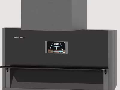 Modern Kitchen Range Hood Appliance With Digital Display And Sleek Design 3d model