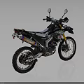 Green Off Road Motorcycle With Large Tires High Handlebars And Exhaust Pipe Design