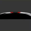 Red And White Striped Wakeboard With Carbon Fiber Texture And Logo Design