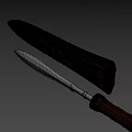 Ornamented Brown Carved Handle And Shiny Silver Blade With Gold Top