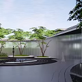 Sumacreek Island Garden Landscape Design with Green Trees Lawn and Modern Entrance