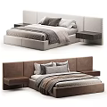 Modern Double Bed Designs With Light Gray And Brown Headboards Nightstands Pillows And Blankets