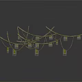 Wooden Stone Decorative Branches With Natural Texture And Yellow Accent Details