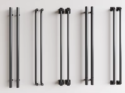 Black Metal Cabinet Handles With Various Modern Designs For Home Furniture 3d model