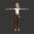 Blonde Boy With Bow And Quiver In White Tank Top Arms Outstretched Standing Pose