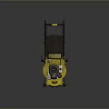 Yellow Gas Powered Lawn Mower With Black Handle And Wheels For Grass Cutting