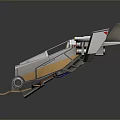 Futuristic Silver And Yellow Aircraft Model With Wings Cockpit And Landing Gear