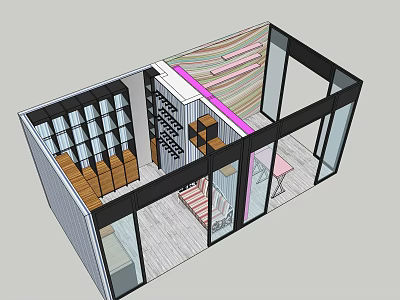 Modern Beauty Hair Salon Interior With Styling Workstations Mirrors And Storage Cabinets 3d model
