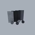 Glossy And Matte Gray Black Spheres With Textured Panel Components
