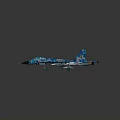 Blue And White Camouflage Military Fighter Jet With Aerodynamic Design And Detailed Features