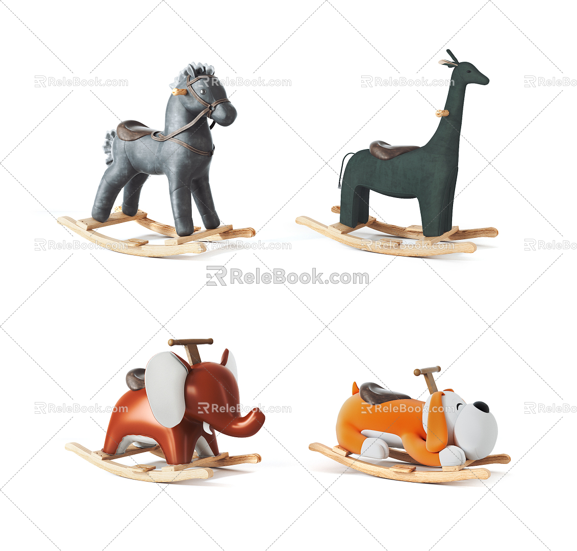 Modern Trojan Horse Children's Animal Trojan Horse Rocking Chair 3d model