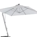 Modern White Sunshade with Metal Frame and Black Base for Outdoor Use