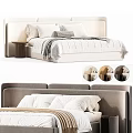 Modern Upholstered Double Bed With Elegant Headboard Color Options Pillows And Blanket