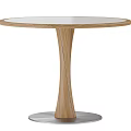 Modern Round Dining Table With Wooden Top And Sleek Metal Base Design
