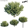 Green Pine Tree Decorative Ornament Set with Various Sizes for Home Decor