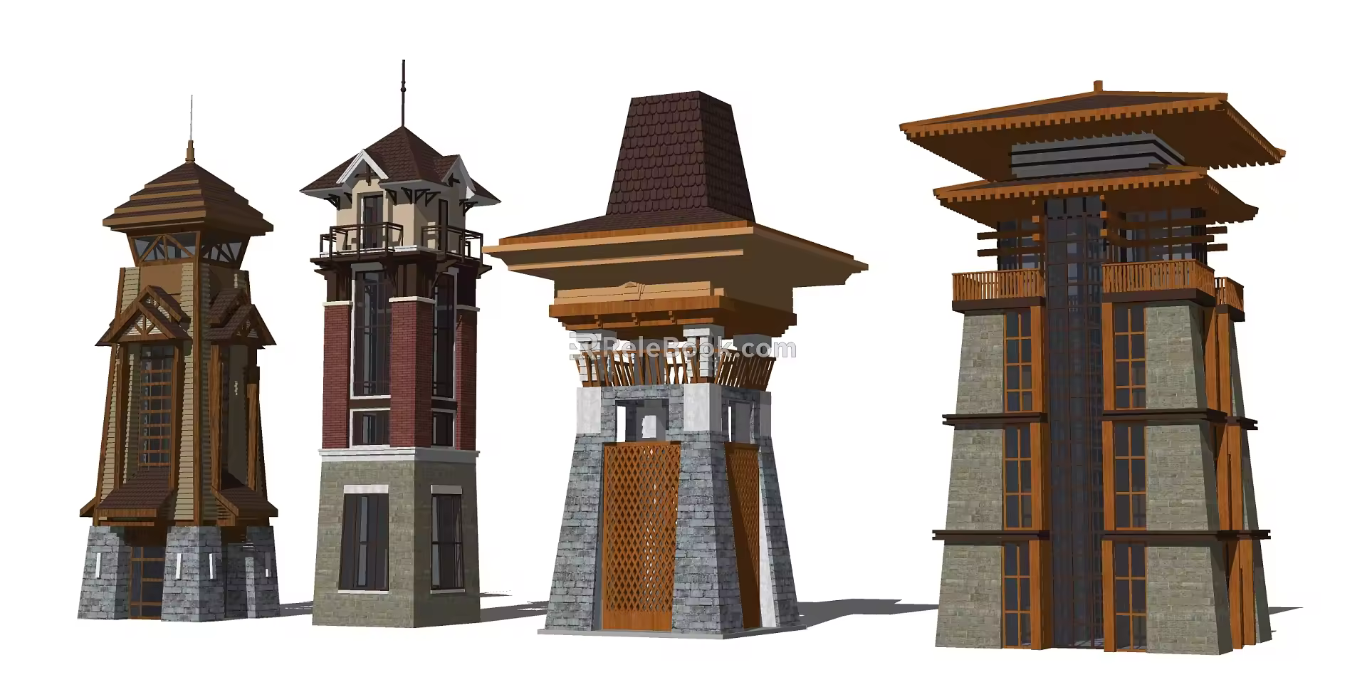 New Chinese Style Watchtower Landscape Watchtower 3d model