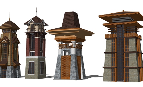 New Chinese Style Watchtower Landscape Watchtower 3d model