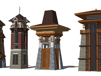 New Chinese Style Watchtower Landscape Watchtower 3d model