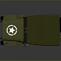Green US Military Jeep With Canvas Top Brown Seats And Star Logo