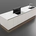 Modern Kitchen Island With White Marble Countertop Sink And Illuminated Cabinets