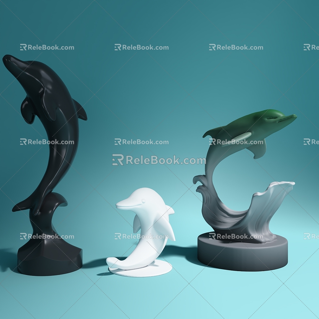 Modern carving dolphin carving ornaments 3d model