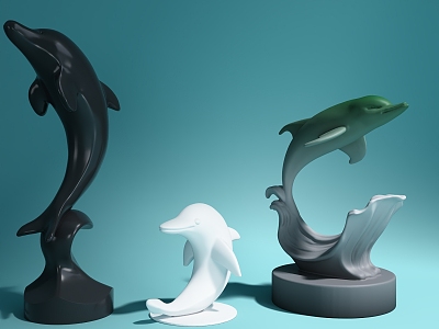 Modern carving dolphin carving ornaments 3d model