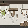 Log Chandelier Log Chandelier Vine Plant Bulb 3d model
